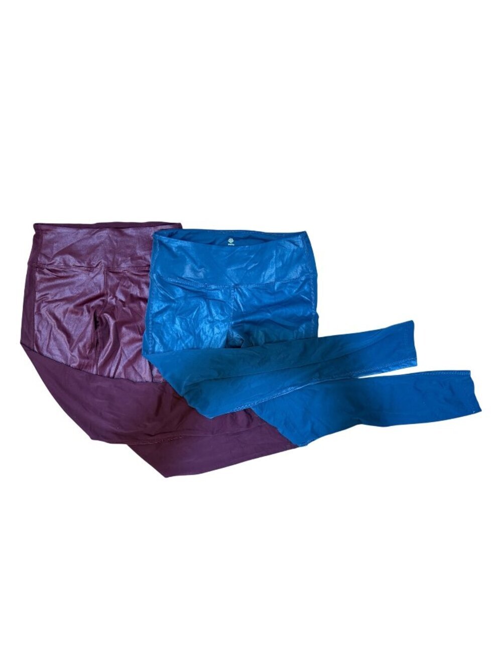 Peach Brand Womens Activewear Leggings Set Bundle of 2! 1Burgundy 1 Blue XL